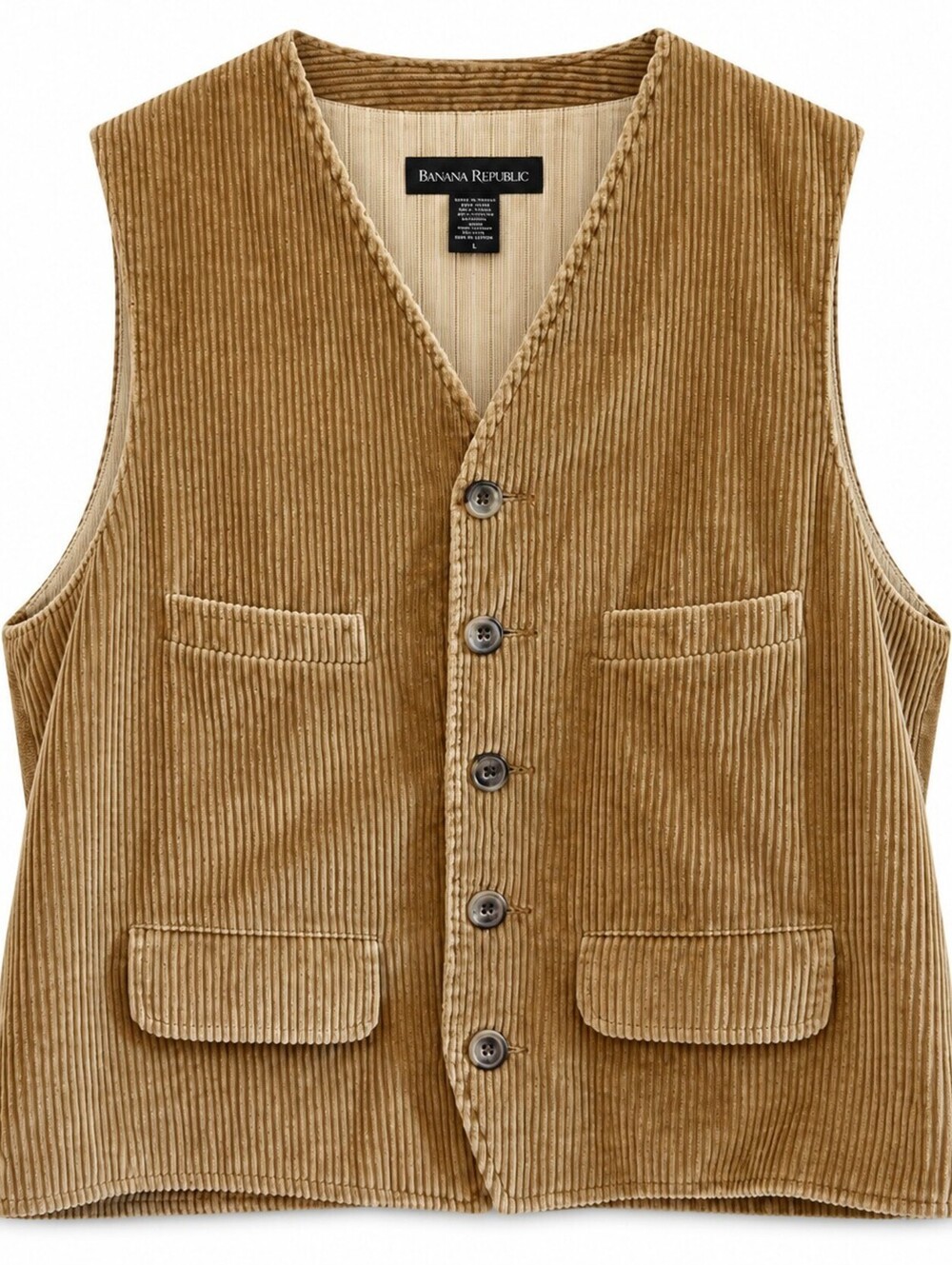 Mens Small Tan Corduroy 4 Pocket Vest Y2K Grandpacore Workwear